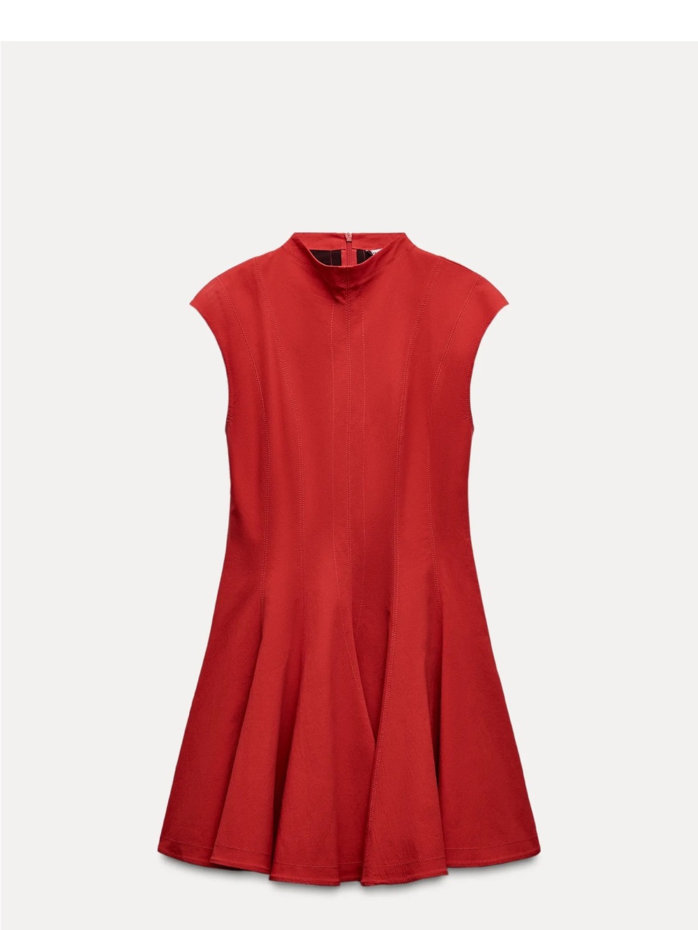 Zara Red Cap-Sleeve Fit & Flare Mini Dress